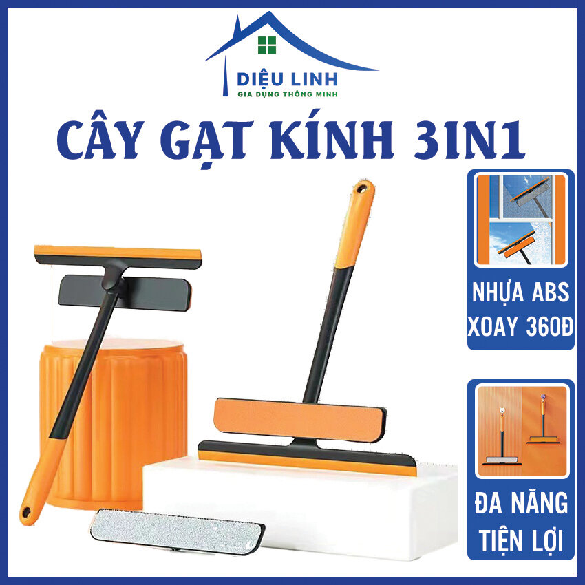  Cây Lau Kính Đa Năng 3 IN 1 Lau Kính Kèm Gạt Nước Silicone Xoay 360 Độ Chống Trượt Nhỏ Gọn Thông Minh Tiện Lợi Dieulinhshop 