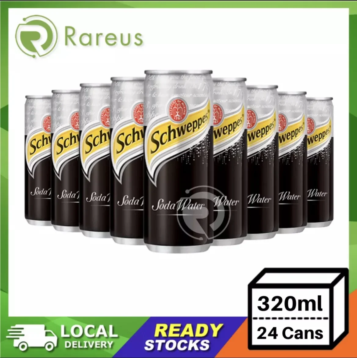 Schweppes Soda Water Carton (320ml x 24 Cans) [FREE DELIVERY]
