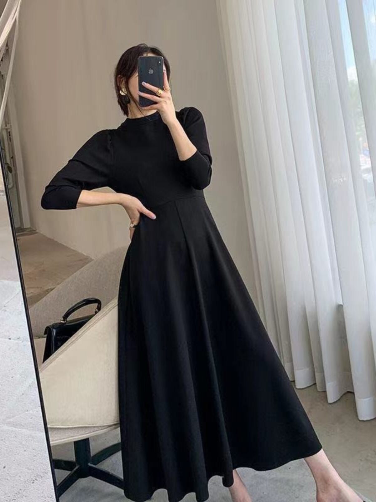 princess polly baby blue dress Black Long Sleeve Dresses main image 1