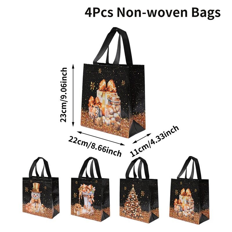 4pcs Christmas Gift Bags Christmas Party Decoration Kids Favors 2025 Xmas Santa Claus Hand Bags Navidad Natal New Year Gift 2026