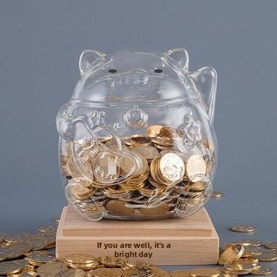 yishujia office | Creative Novelty Piggy Bank Gift Transparent Glass