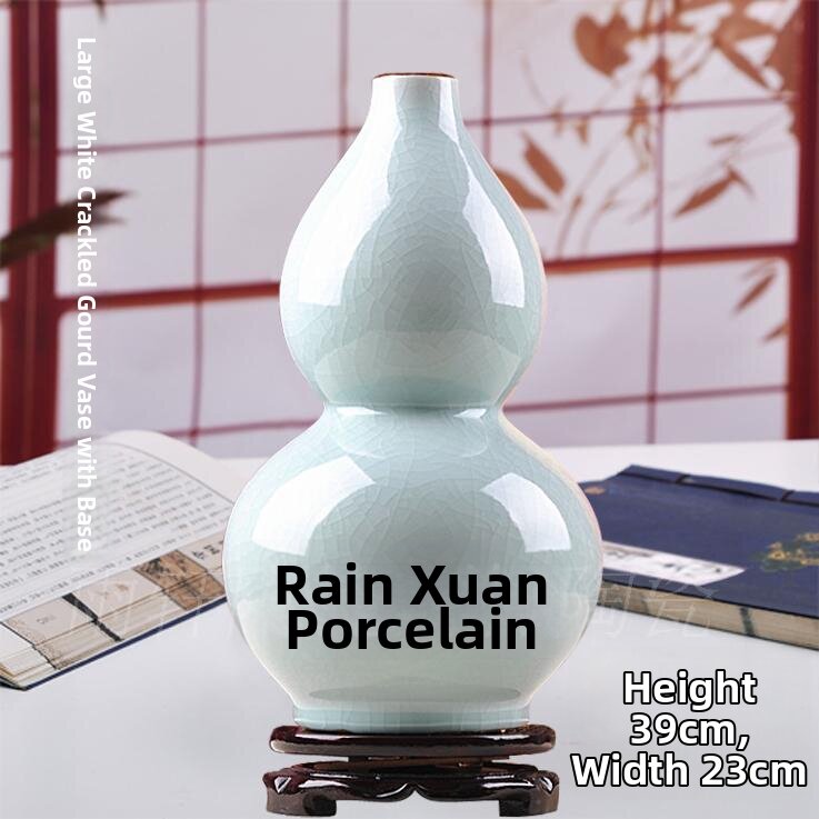 Jingdezhen Ceramic Flower Vase Decorative Piece Living Room Chinese Style Home Decor Craftwork Ancient Official Kiln Pure White Porcelain Bottle