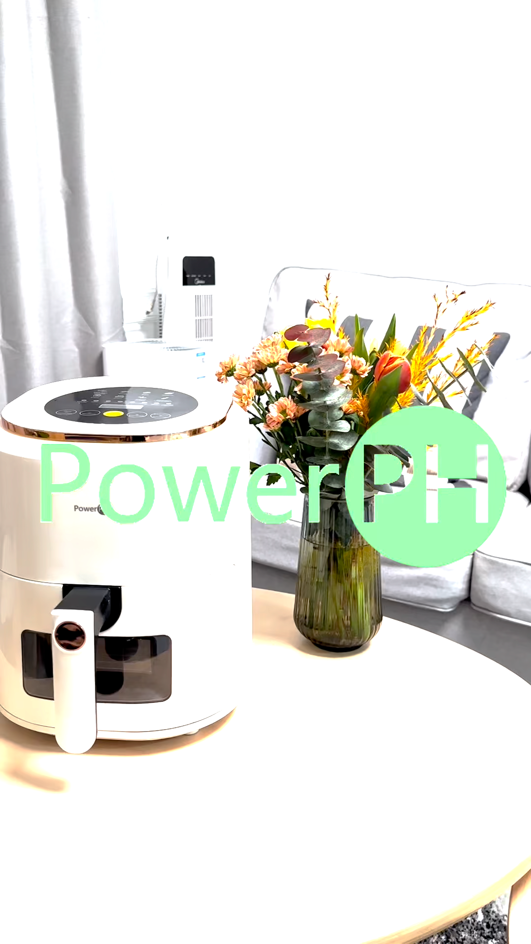 POWERPH Air Fryer 7.5L White Digital Multi-functional Oil Free Non-Stick White Airfryer With Liners and Touch Screen
