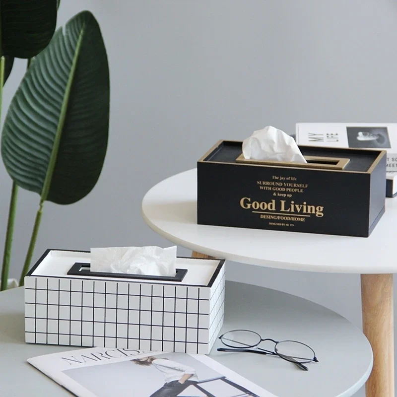 Nordic Simple Wooden Tissue Box Ins Home Living Room Tissue Box European Household Coffee Table Napkin Carton Cute