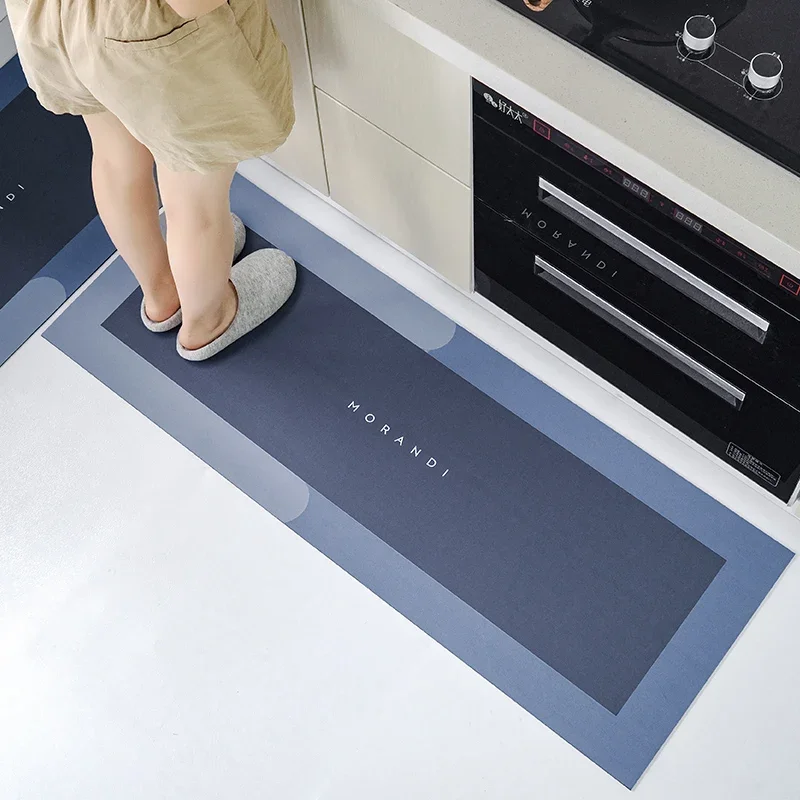 Ykmore Kitchen Floor Mat Washable Erasable Carpet Oil-Proof Waterproof Non-Slip Absorbent Floor Mat Stain-Resistant Bouncy Rubber Pad