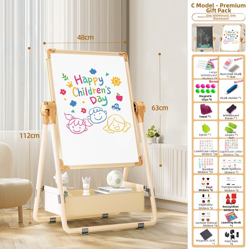 Dust-free Double-sided Magnetic Blackboard and Whiteboard for Kids Teaching