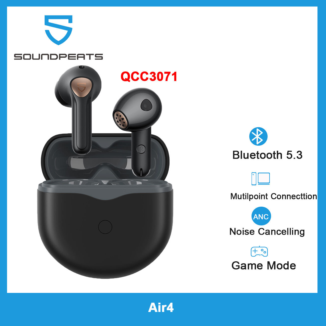 Soundpeats Air4 Wireless Bluetooth V5.3 QCC3071 aptX Lossless Adaptive  Hybrid Active Noise Cancelling Mtilpoint Connection 3Mics 13mm Dynamic  Driver Game Mode Touch Control Bluetooth Earphones Wireless Earbuds  Earphones Lazada PH