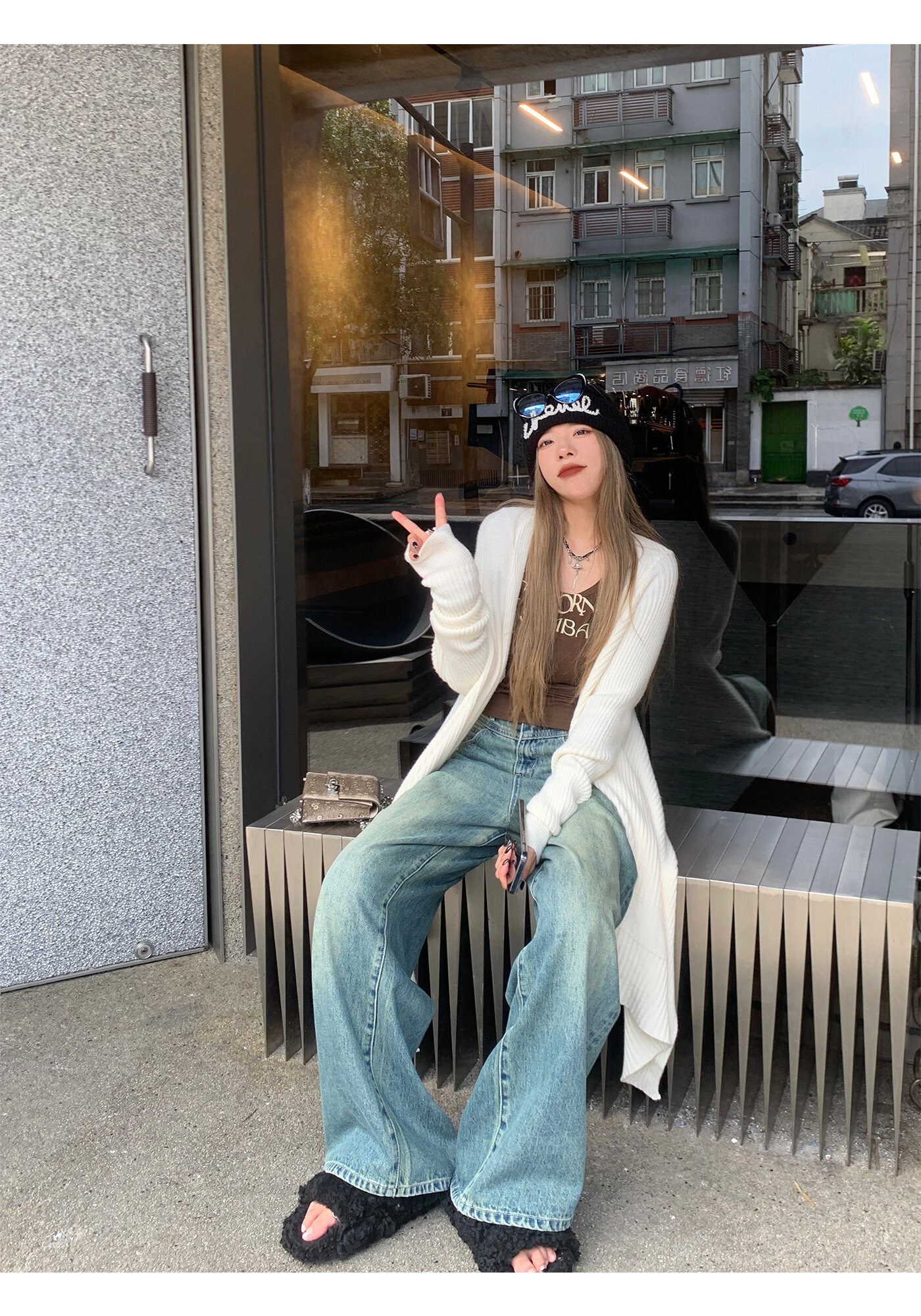High Waist Wide Leg Jeans Women's Loose Fit Washed out Style Spring Autumn Denim Pants by LUU Peach Joy Slimming Effect · v2