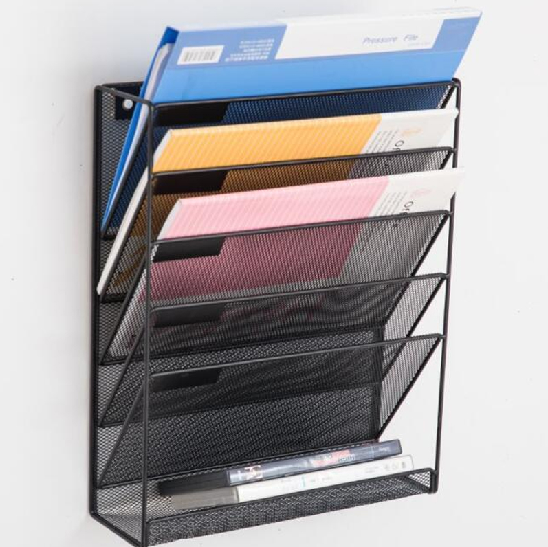 Wrought Iron FiveLayer Newspaper Magazine Storage Rack WallMounted