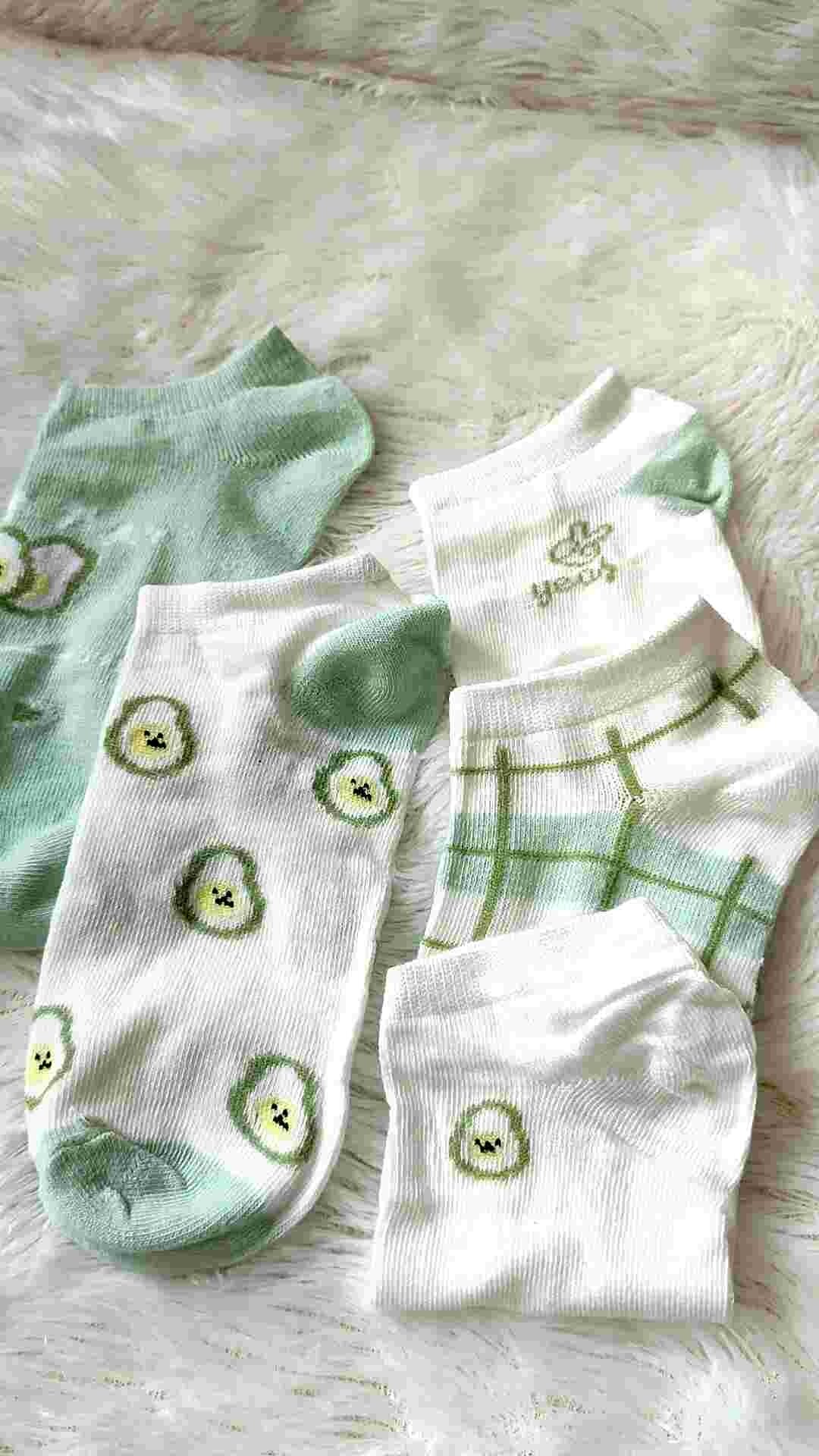 Isi 5 Pasang Kaos Kaki AVOCADO Kaos Kaki Pendek Wanita & Anak - anak Korean Style