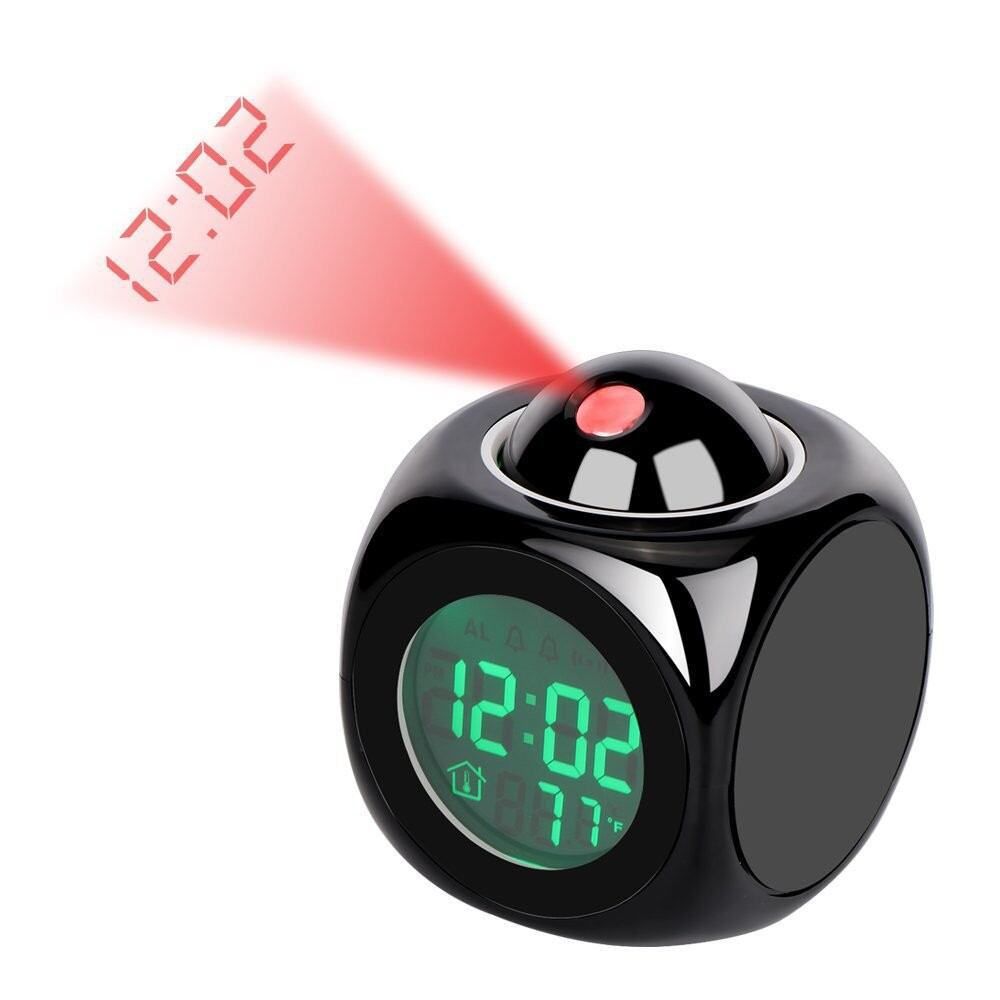 QIUZHISE | New Multi-Functional Projection Clock LED Lamp Projection Alarm Clock Voice Announcing Clock Tabletop Decorative Clock