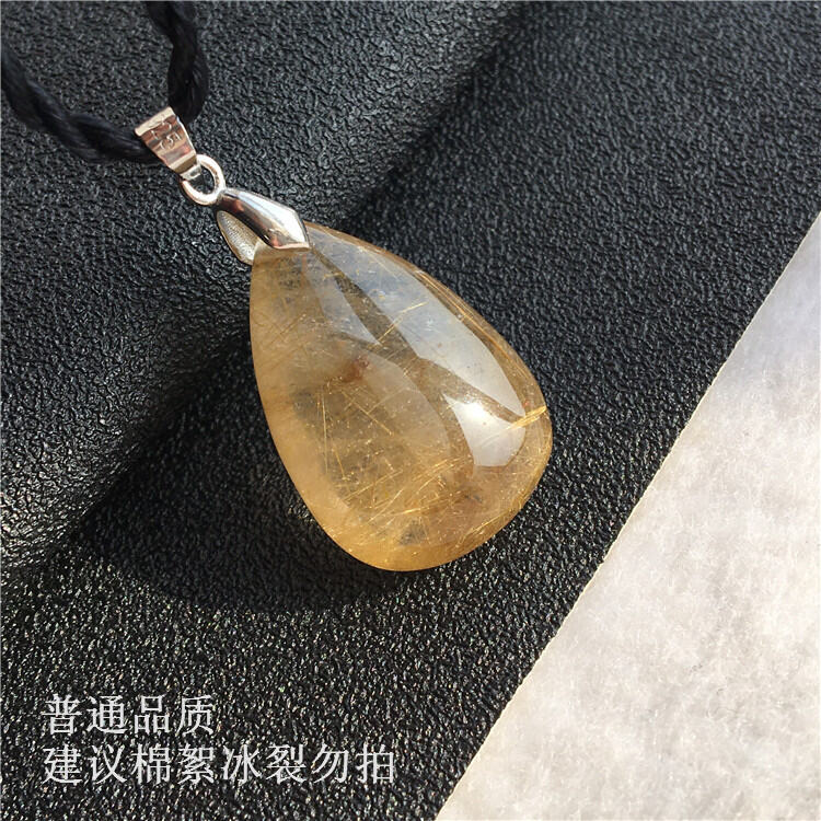Leak Picking Natural Rutile Pendant Gold Rutilated Quartz Titanium Crystal Water Drop Plate Copper Hair Square King Flower Lazada Singapore - Rutilated Quartz Pendant