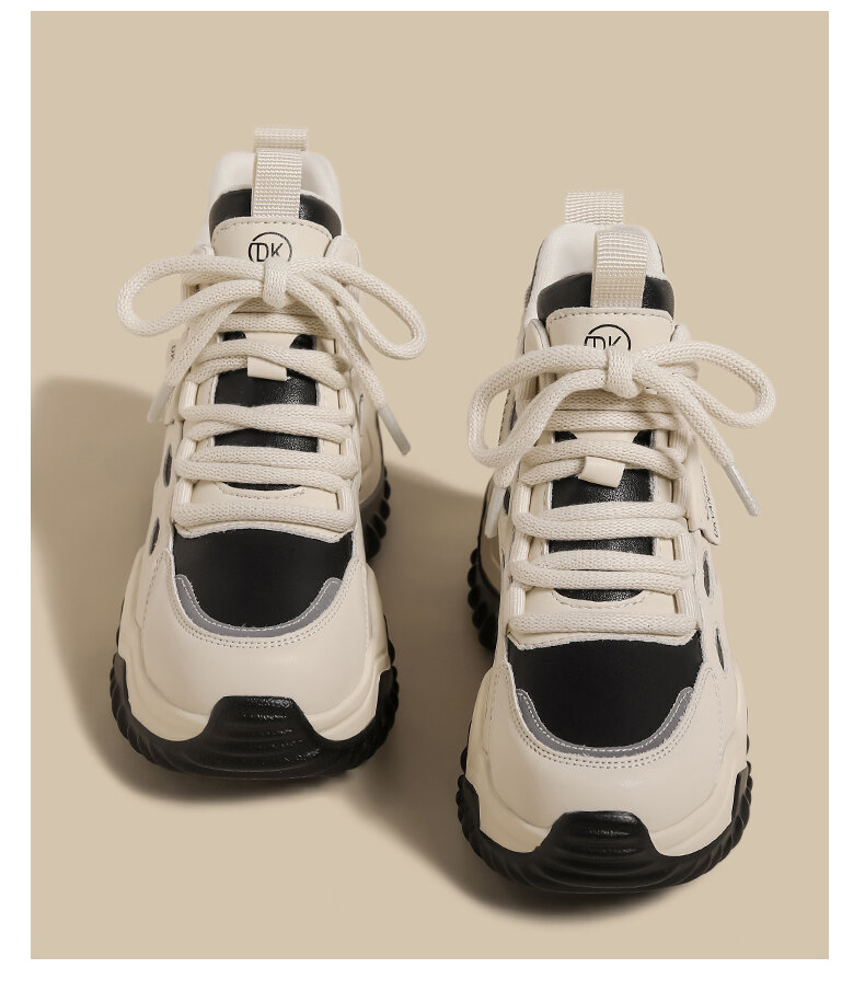 Women's High Top Dad Shoes Spring 2025 New Style Small Size White Hong Kong Style Splicing Thick Bottom Platform Casual Sports Shoes · v7