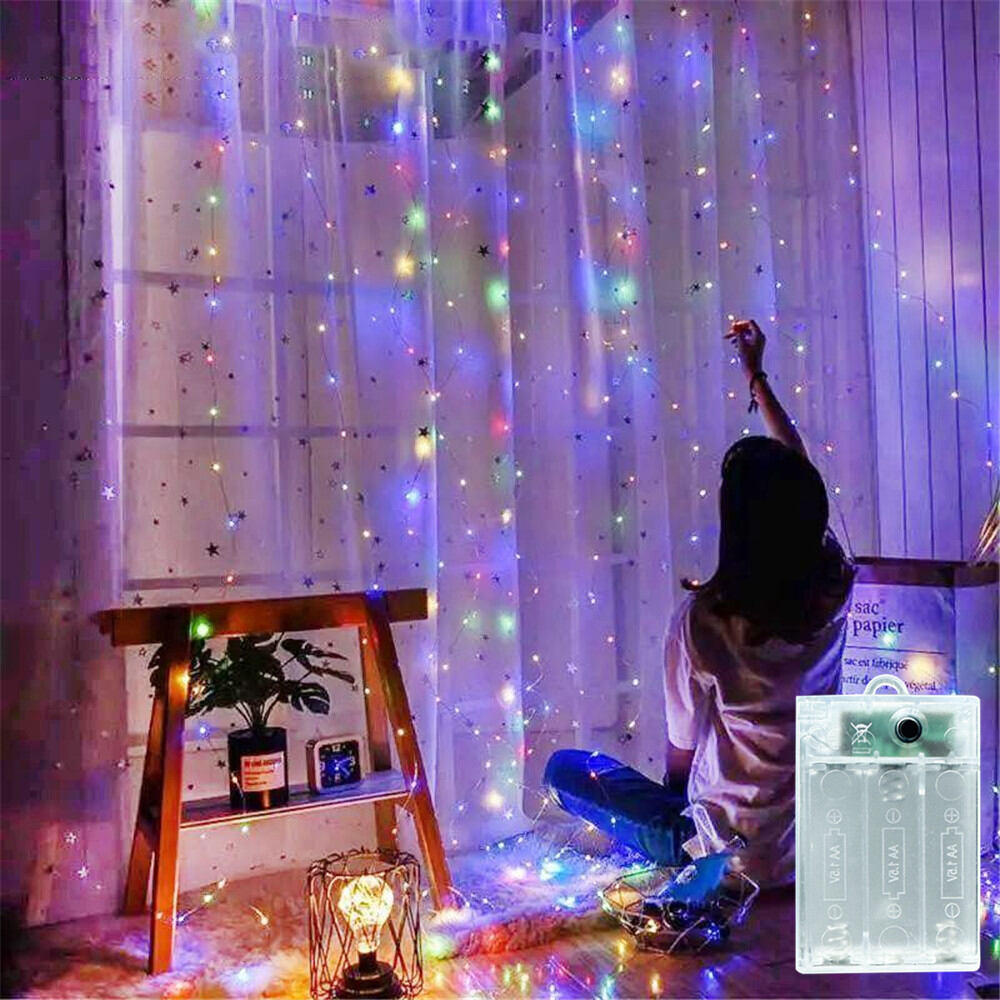 LED Curtain Fairy Light String Battery Power Outdoor Bedroom Decoration Ramadan Home Decoration 2026 Mothers Day Eid Mubarak