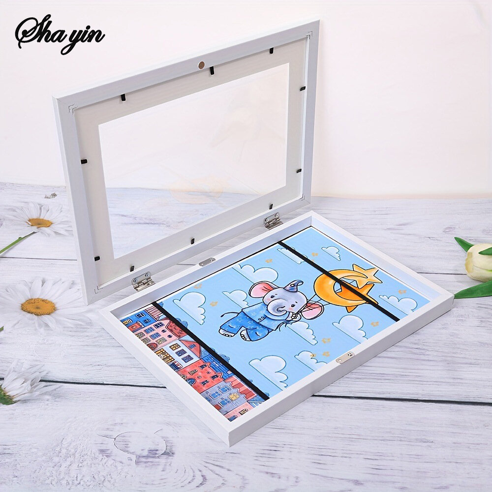 Flip Up Wooden Photo Frame Magnetic Suction Frame A4 Childrens Photo Frame Storage Frame Art Work Certificate Frame