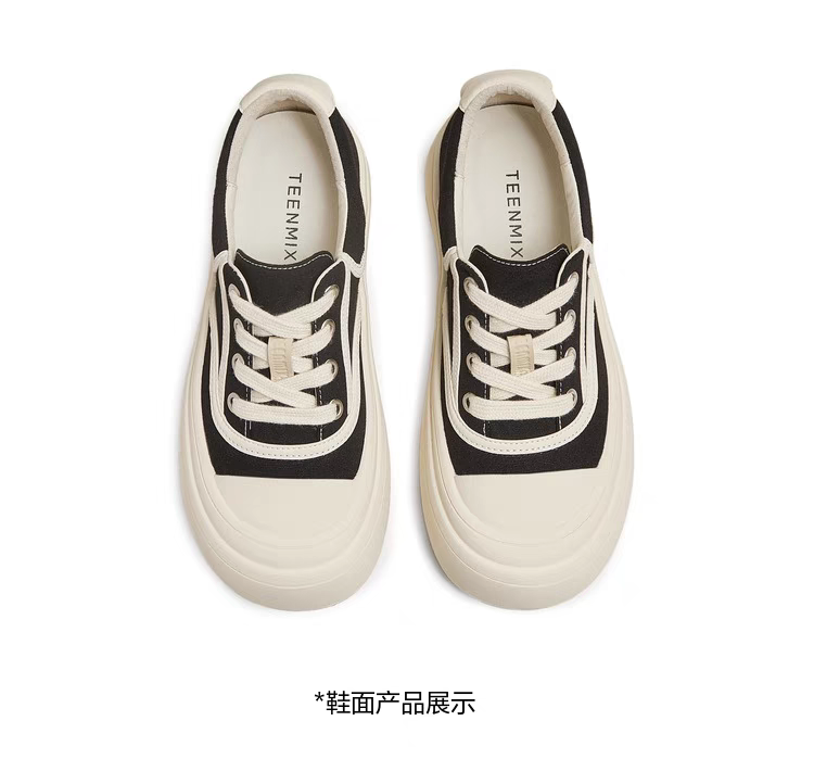 Teenmix Thick Bottom Heightening Canvas Sneakers Women's Sport Casual Shoes Spring 2025 New KB071BM5 Cross Buckle Low Top · v8