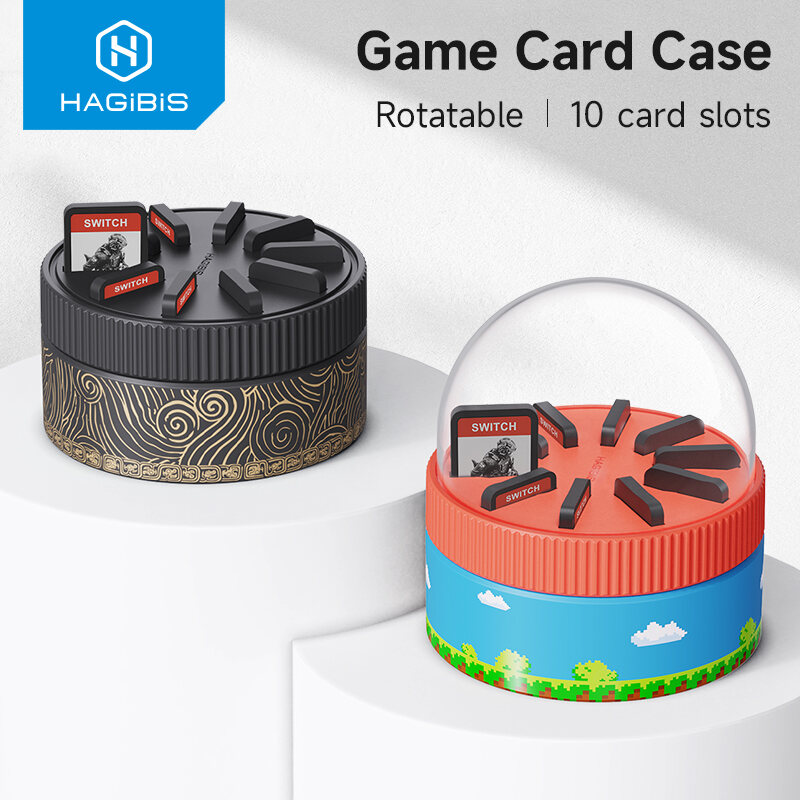 Hagibis Switch Rotating Game Card Case with 10 Game Card Slots Creative NS Card Storage Box Holder  for Nintendo Switch/Lite/OLED