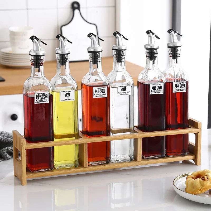 Home Kitchen Glass Oiler Bottle Table Vinegar Bottle Cooking Wine Soy Sauce Bottle Pack Seasoning Box Seasoning Box