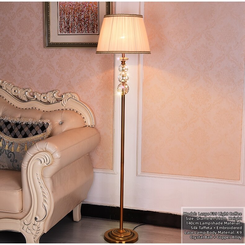 SIQUN | Crystal American Style Retro Antique Bronze Adjustable Remote Control Floor Lamp