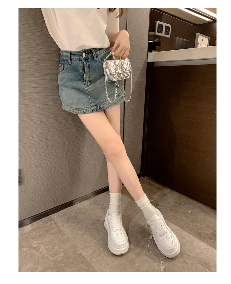 2025 New Thick Bottom round Toe Heightening Korean Style White Casual Board Shoes Women's Sneakers Lace-Up Sports Genuine Leather · v6