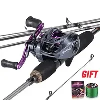 Sougayilang 1.7m Fishing Rod Carbon Fiber Casting Rod and Baitcasting Reel combo with Free Pe Line As Gift Max Drag 8kg for Bass