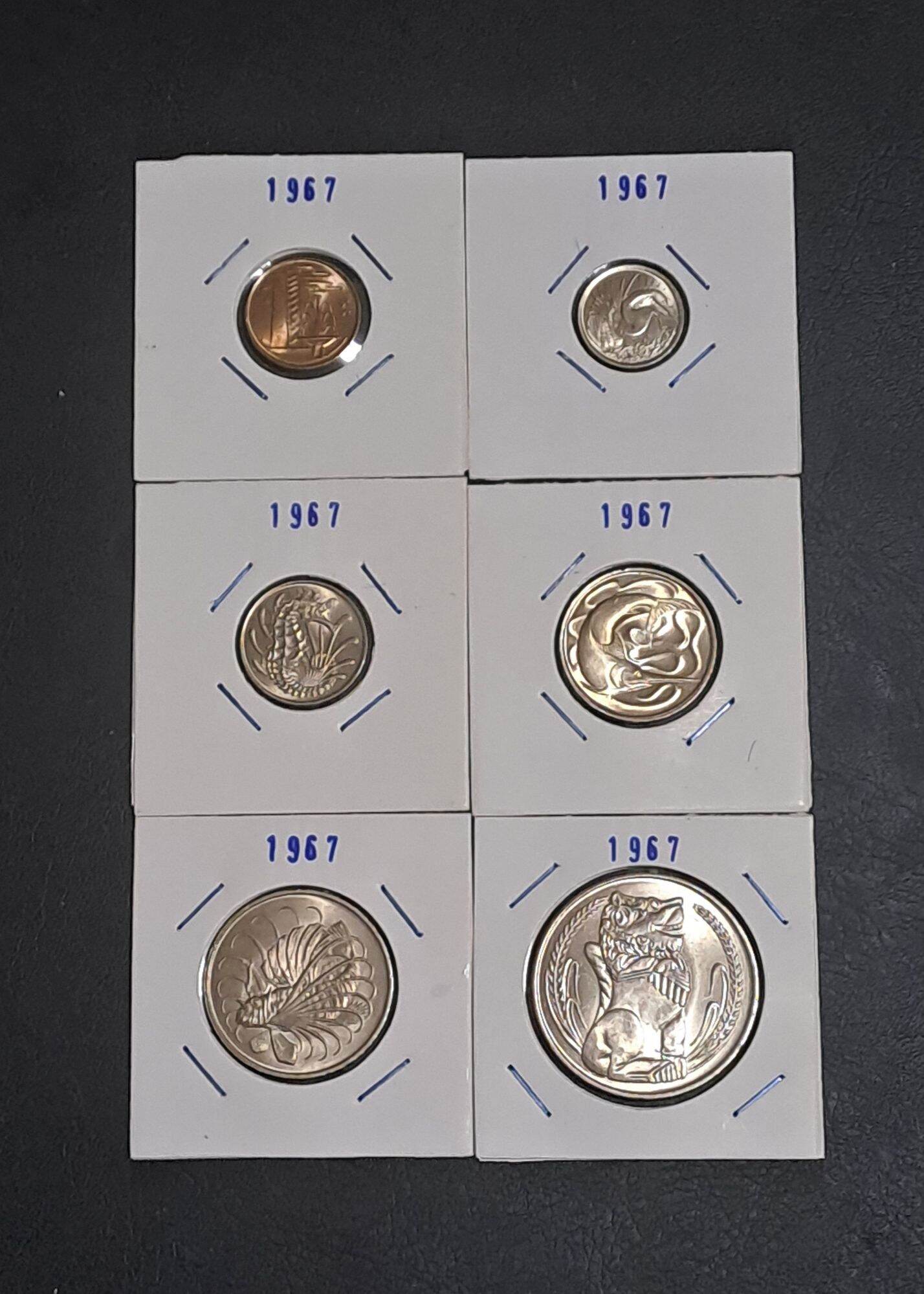 1967 singapore 1 cent to $1 coin set brand new