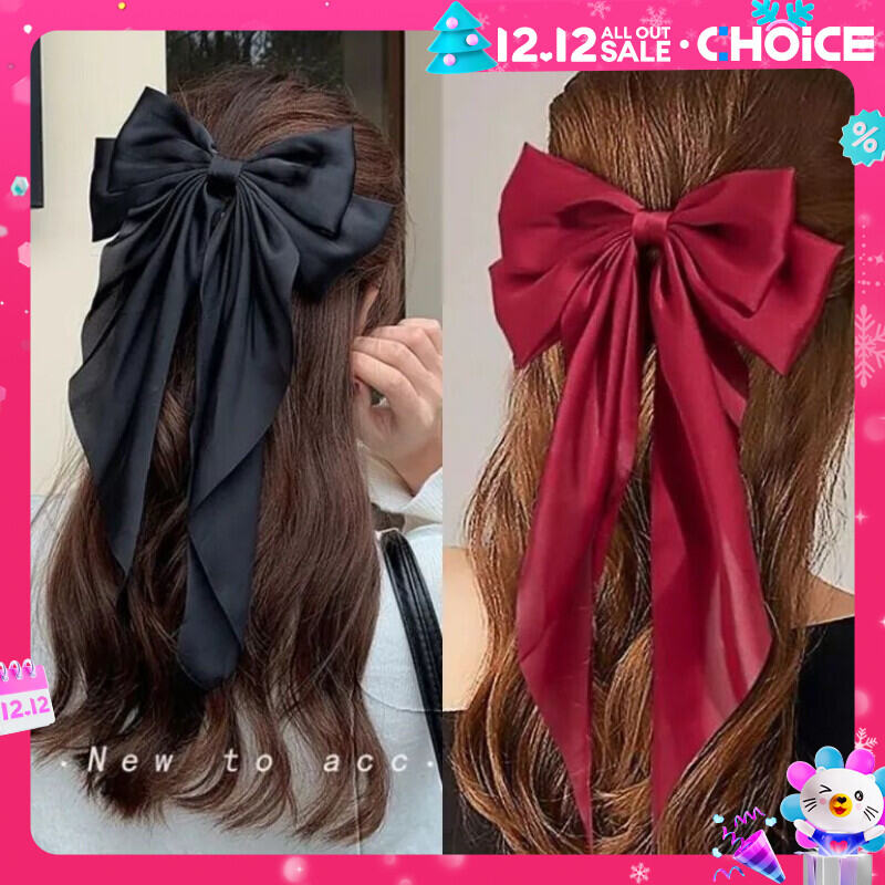 Big Bow Hair Clip Streamer Top Clip Tóc Phụ Nữ Dây Tóc Siêu Tiên Net Tóc Đỏ Clip Tóc Và Phụ Kiện