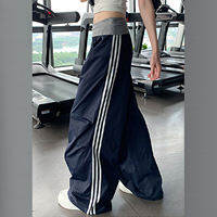 YISOF | Army Green Three Stripes High Waist Slimming Quick-Dry Leisure Wide Leg Workwear Pants