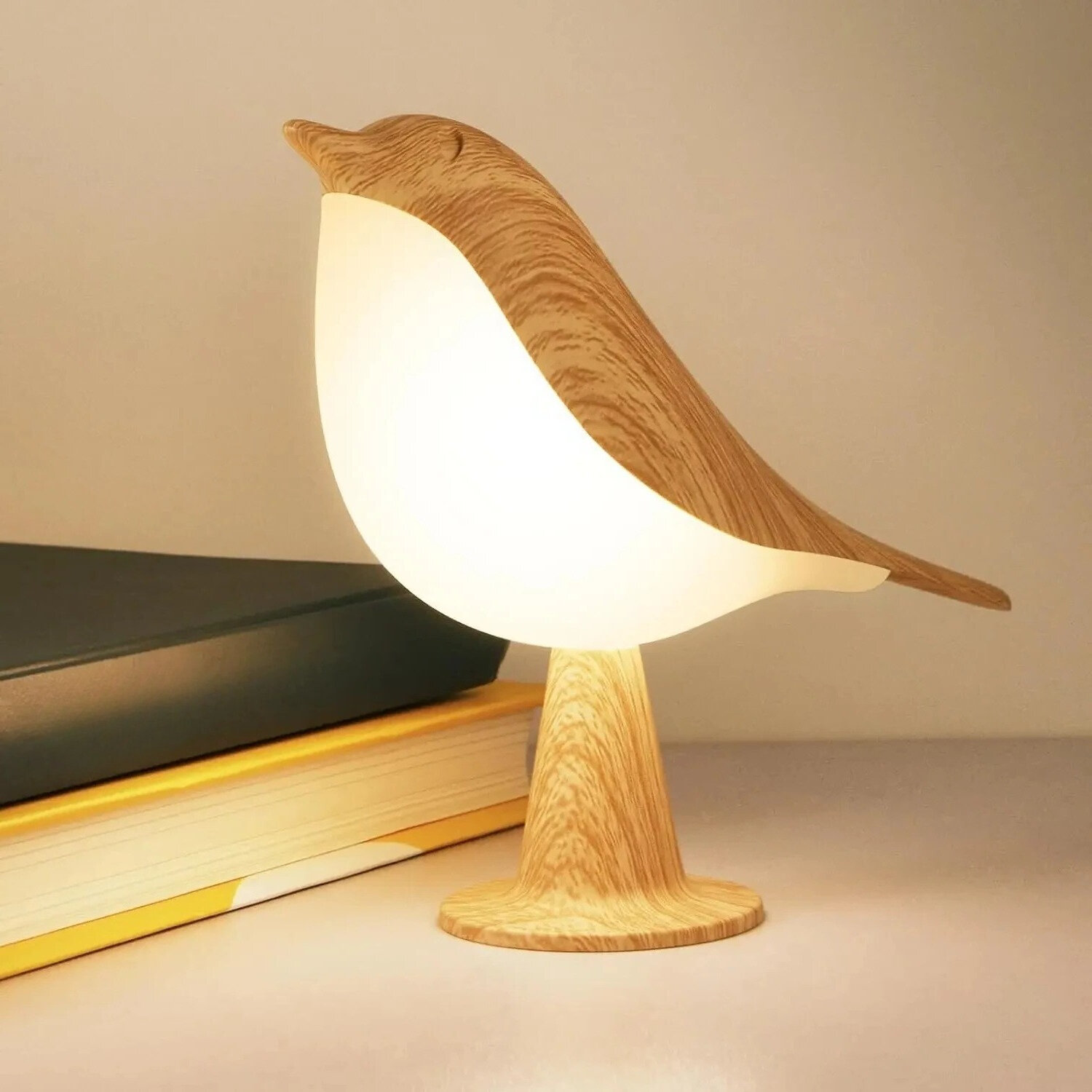 Small Desk Lamp Bird Lamp Bedside Lamps with 3 Color Temperature and Touch SensorCordless Lamp Kids Night Light