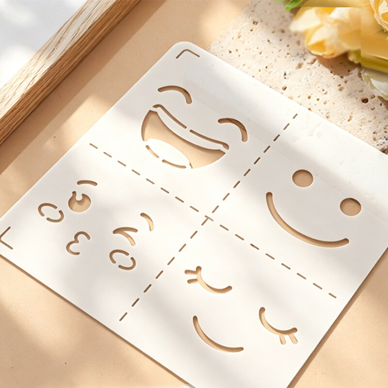 YOMDID 1pc Handmade Doll Face Embroidery Sewing Template DIY Doll Expression Painting Template 4 Soothing Expressions