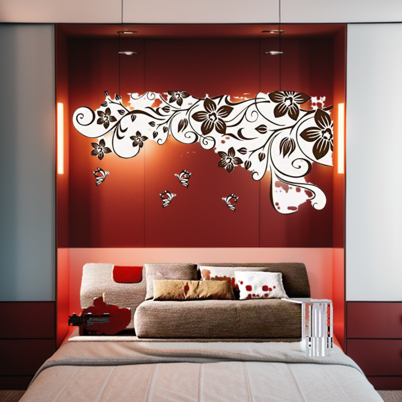 Wall Sticker Brown Flower Vine DIY Wall Sticker Decor For Home