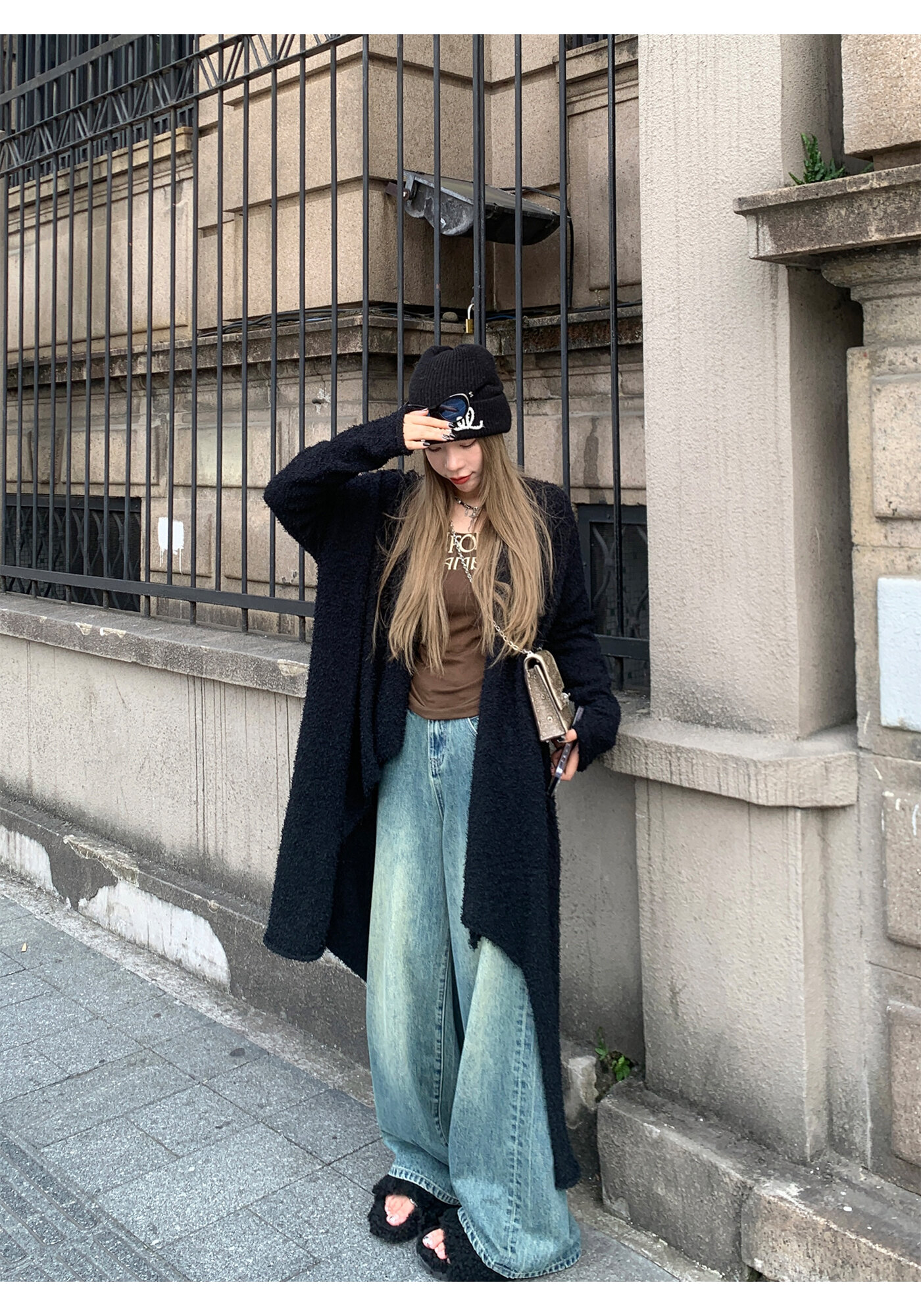 High Waist Wide Leg Jeans Women's Loose Fit Washed out Style Spring Autumn Denim Pants by LUU Peach Joy Slimming Effect · v2