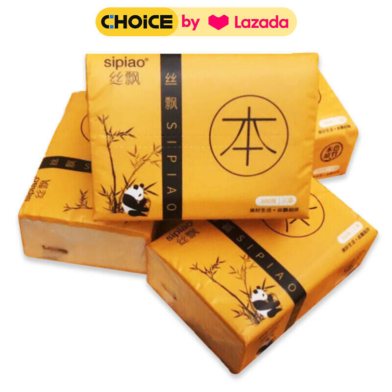Combo 5 gói Khăn giấy ăn gấu trúc Sipiao, gói 300 tờ, giấy phôi trắng, nhỏ gọn, tiện lợi, an toàn, dễ sử dụng
