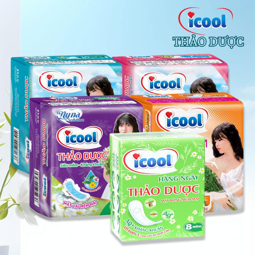 Băng vệ sinh ICOOL Thảo Dược, 𝐌Ặ𝐓 𝐕Ả𝐈 𝐍𝐇𝐔𝐍𝐆 𝐬𝐢ê𝐮 𝐦ề𝐦, không bạc hà, kháng khuẩn, dành cho da nhạy cảm