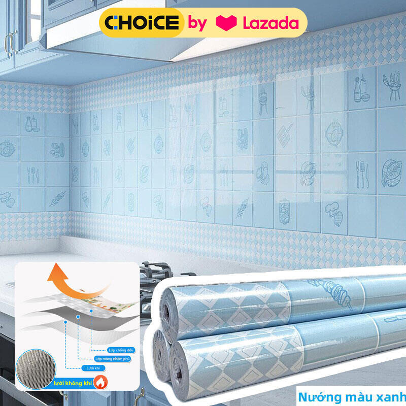 KHOME Giấy dán bếp chống dầu mỡ tấm 0.6*3m Giấy dán tường nhà decal dán tường bếp chống thấm giả gạch dễ lau chùi