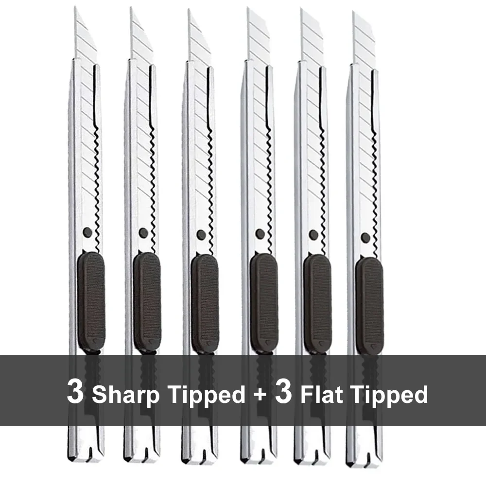 1/5/10Pcs Utility Knife Stainless Steel Paper Cut Box Cutter Tools Kit Non-Slip Blades Unboxing Knife Handicraft Carving Tools