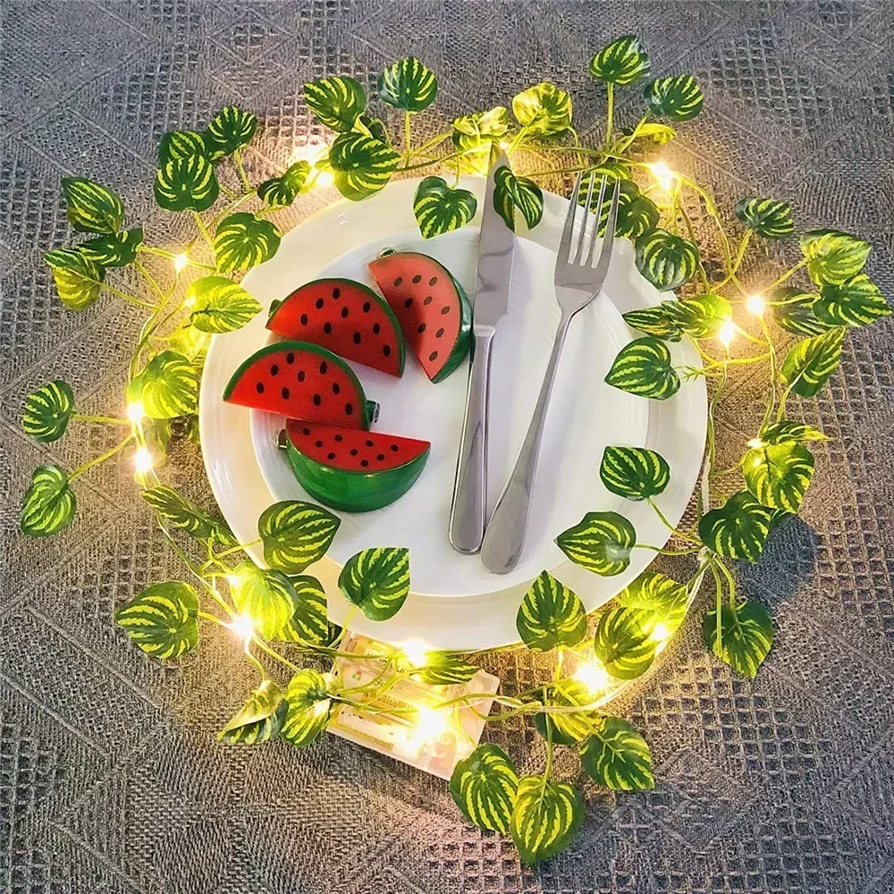 2/5/10M Watermelon Leaf String Light Leaf Wall Leaves for Room Garden Office Wedding Wall Decortion Battery Powered