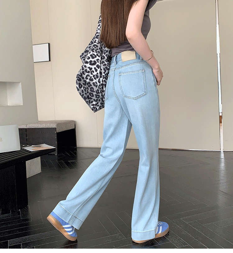 Out of Print Contraction Trouser ~ Glacier Blue Straight-leg Narrow Version Denim Women's Summer Thin High Waist Loose Mop Wide-Leg Pants