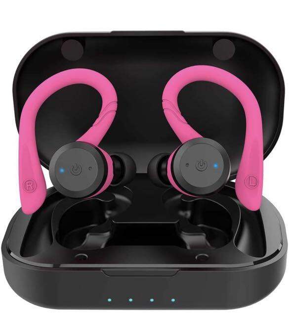 hot pink wireless earbuds