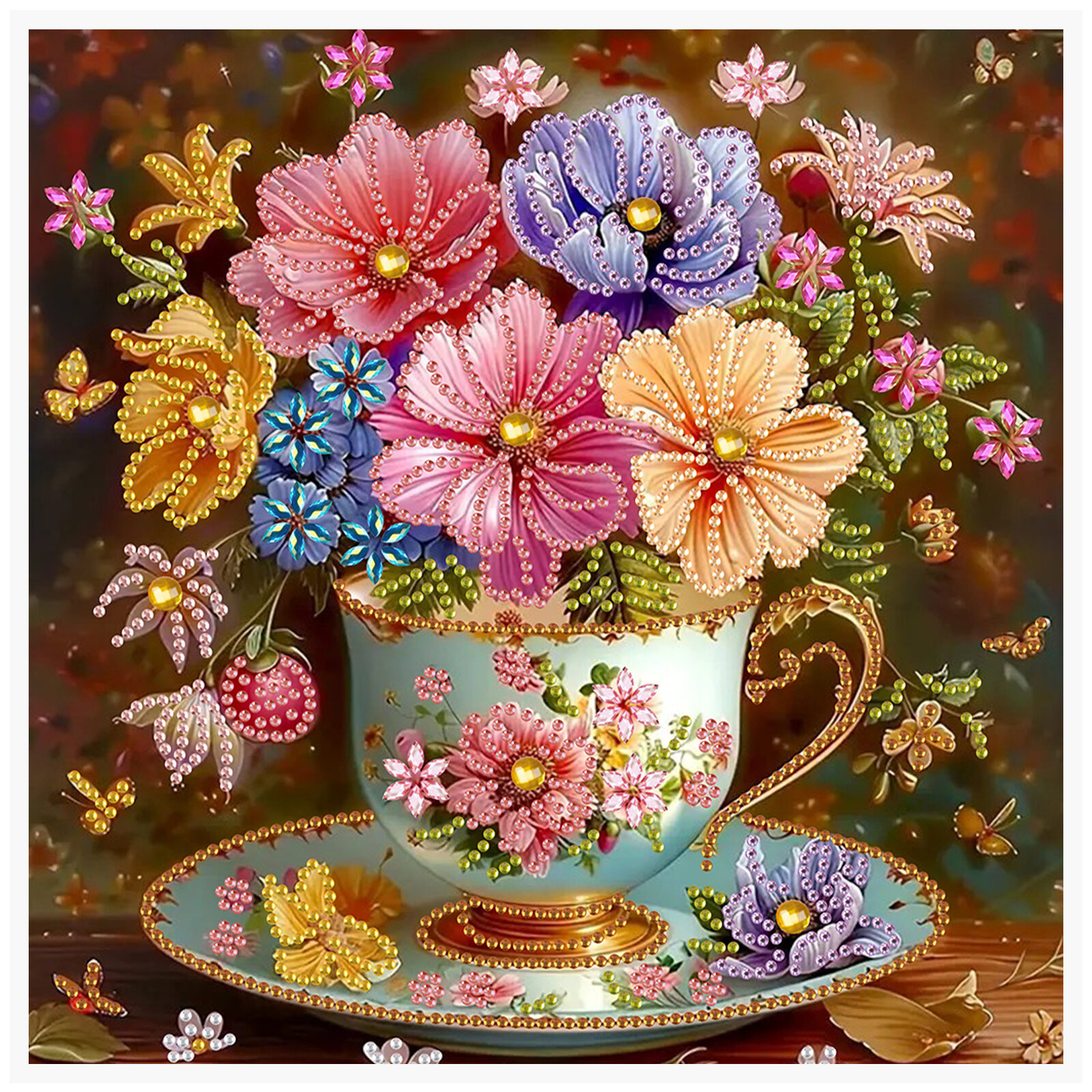 5D DIY Diamond Painting Flower Kit Flower Decoration in Cups DIY Alien Drill Bit Diamond Mosaic Art Gift Crafts Wall Home De