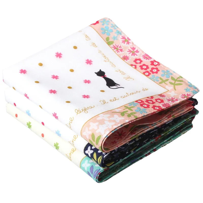 Face Cloth Hand-Wiping Soft Women's Handkerchief Pure Cotton Printed Handkerchief Girl's Handkerchief Square Towel Sweat-Absorbent Refreshing
