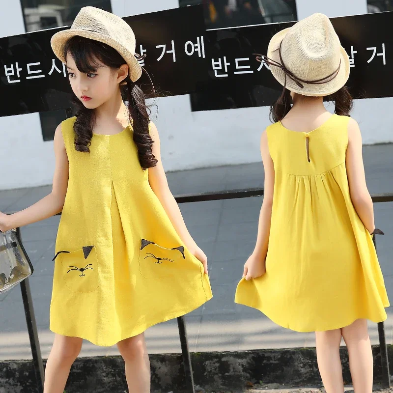 Summer Girls' Dress Western Style Children's Vest Skirt 2020 New Children's Cotton and Linen Skirt Girl Princess Dress