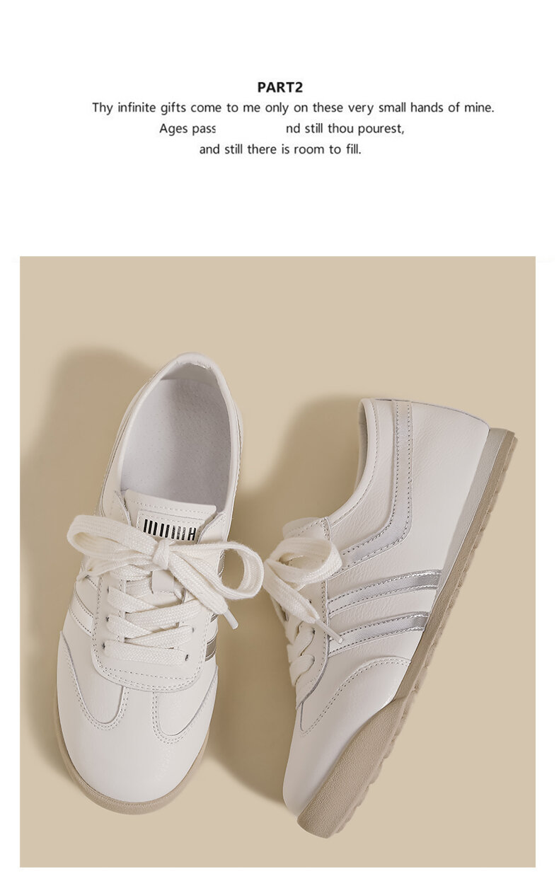 White Dequn Shoes Women's Casual Flat Bottom Sports Fashionable Spring Autumn New Style Versatile Dad Sneakers Comfortable Rubber Sole · v11