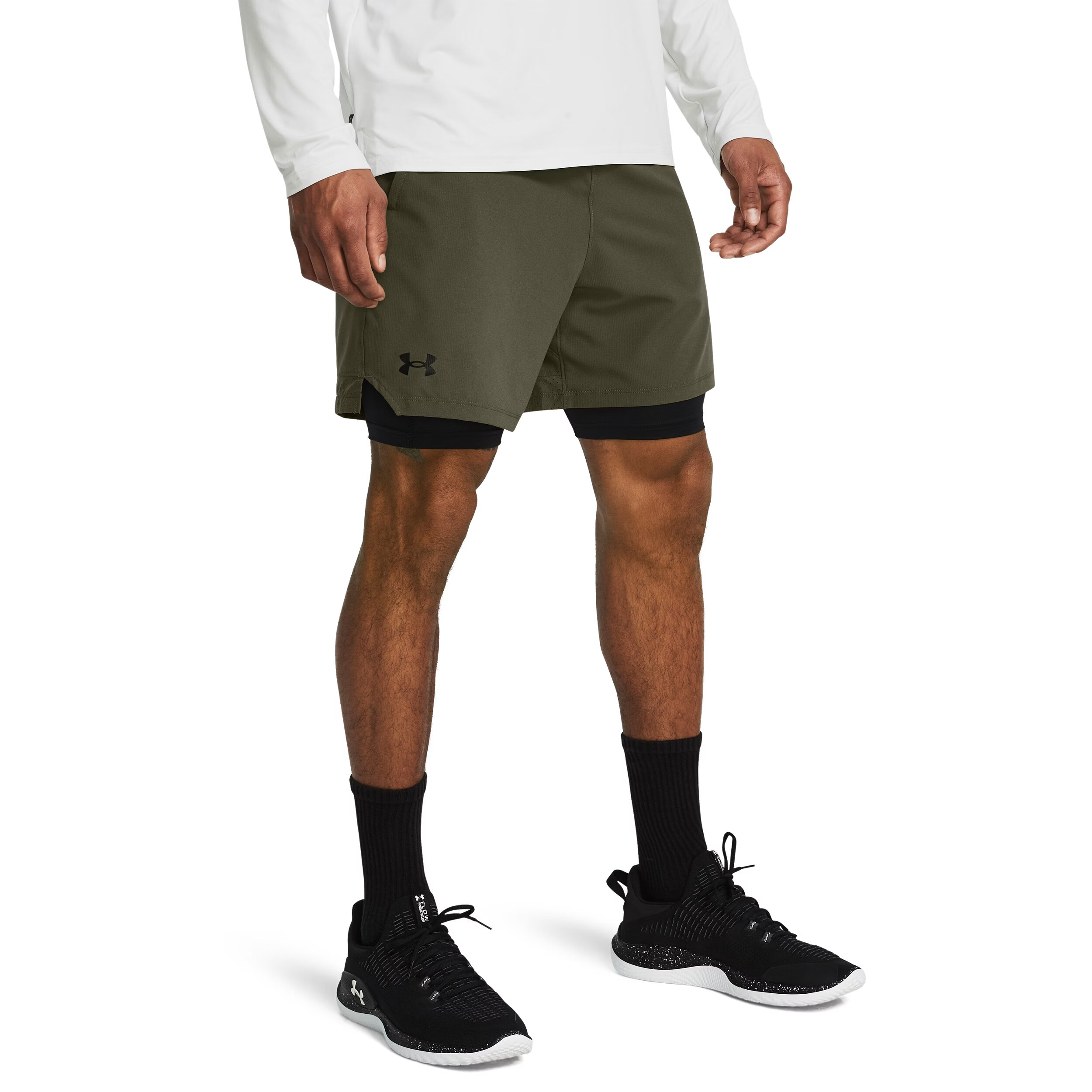 Under Armour Men's UA Vanish Woven 2-in-1 Shorts - GREEN (390) · v3
