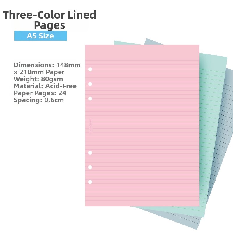 Filofax | Color Lined A5 Refill Notebook Pages 6 Holes
