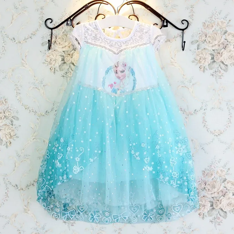 Kids Frozen Princess Elsa Party Dress Summer Girls Dresses