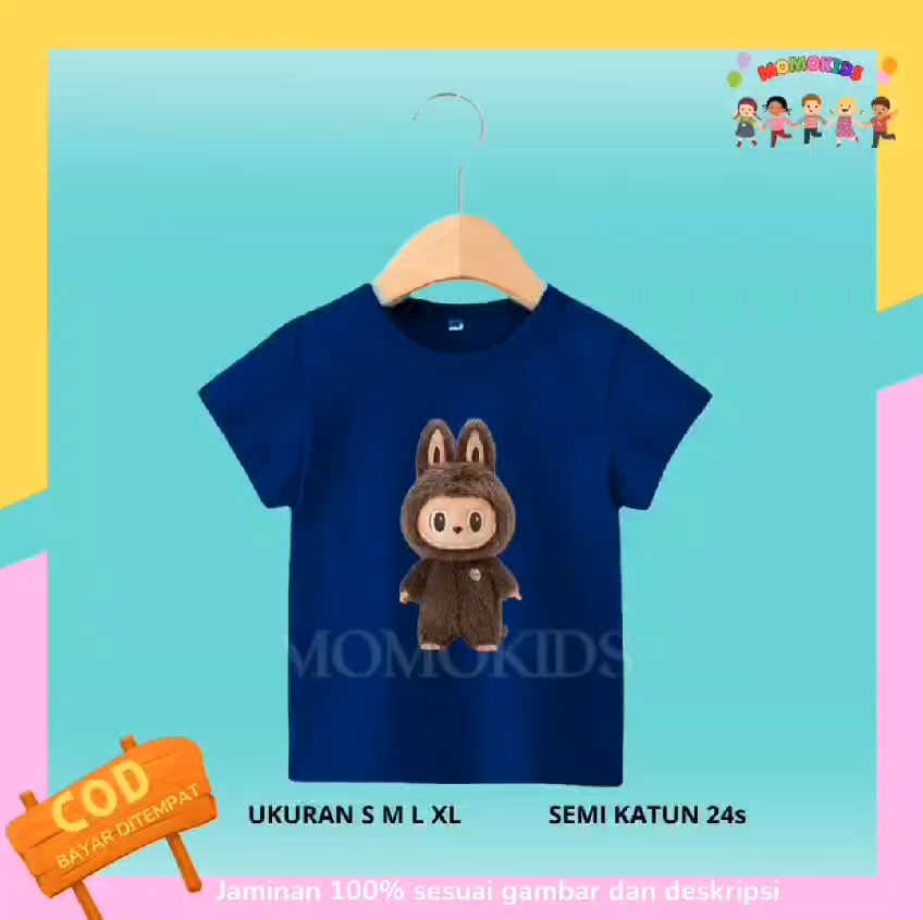Kaos Atasan Unisex Anak Motif Boneka Labubu 2 sampai 9 tahun
