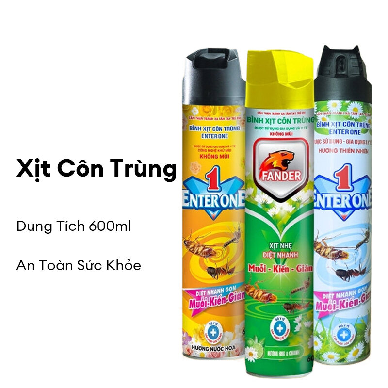 Bình xịt côn trùng EnterOne hương nước hoa 600ml xịt diệt kiến, diệt gián, diệt muỗi, Xịt côn trùng hiệu quả an toàn được Bộ Y Tế cấp phép
