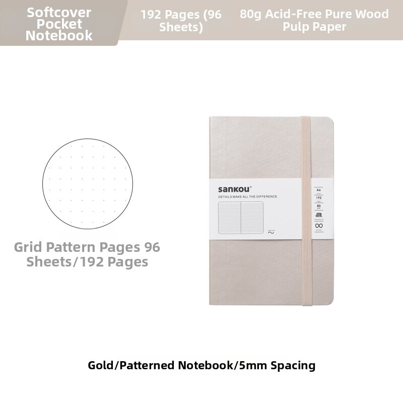 Portable Small A6 Soft Leather Notebook Pocket Business Memo Notebook Work Diary Book Blank Horizontal Grid Inner Pages