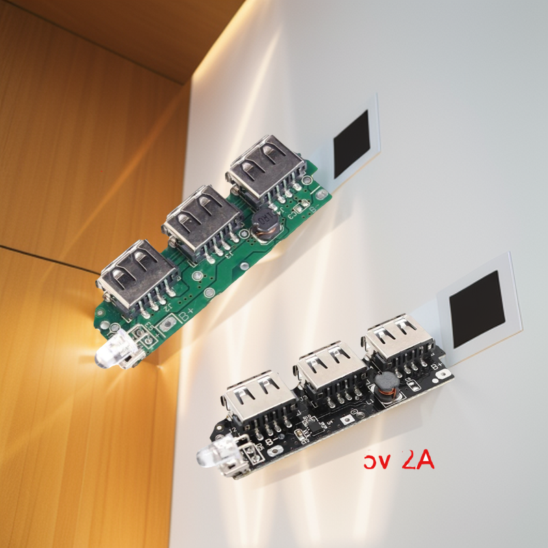3-USB Power Bank Circuit Board Kit 5V 1A / 2A Step-Up Boost Module for 18650 Li-ion Batteries. 